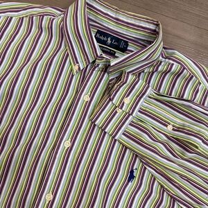 Ralph Lauren Men's Striped Button Down Shirt - Size XL - Green, Purple, White